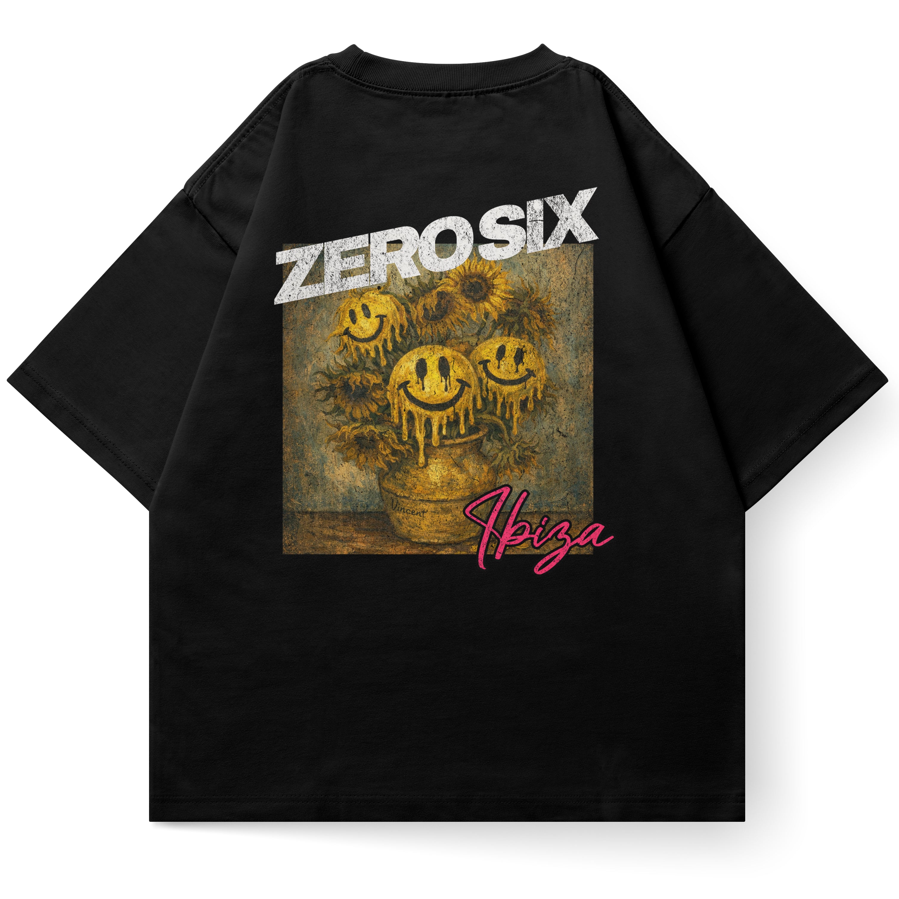 ACID ART FLOWERS TEE - BLACK